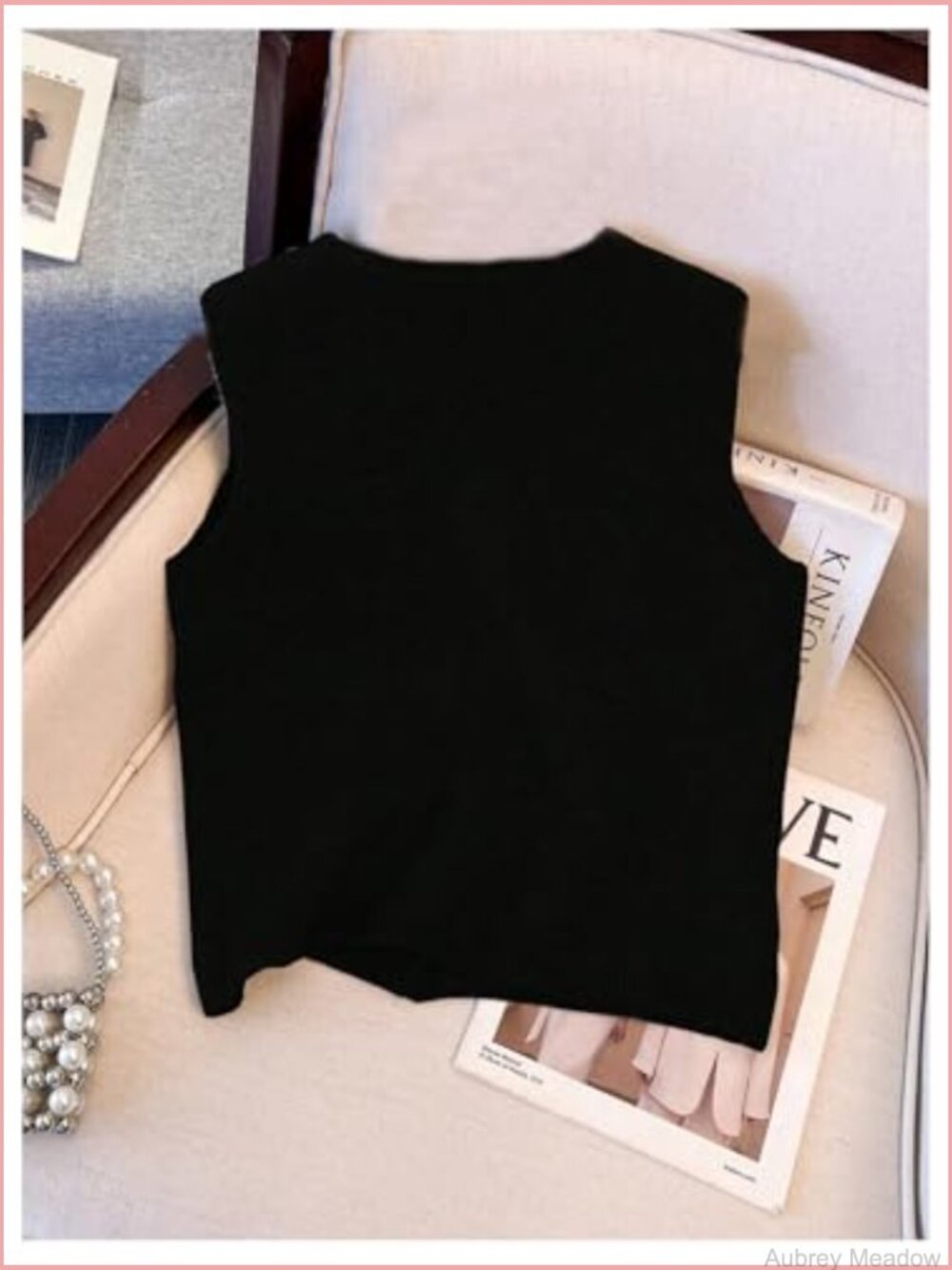 Button Down Sweater Vest Sleeveless Crewneck Knitwear - Picture 2 of 6